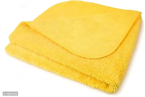 Auto Hub Microfiber Cleaning Cloths, 1 pcs 40x40 Cm 250GSM Yellow Highly Absorbent, Lint and Streak Free, Multi - Purpose Wash Cloth for Kitchen, Car, Window, Stainless Steel-thumb0