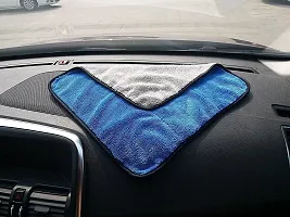 Auto Hub Heavy Microfiber Cloth for Car Cleaning and Detailing, Double Sided, Extra Thick Plush Microfiber Towel Lint-Free, 800 GSM (Size 40cm x 40cm)/Pack of 1, Color: Blue-thumb2