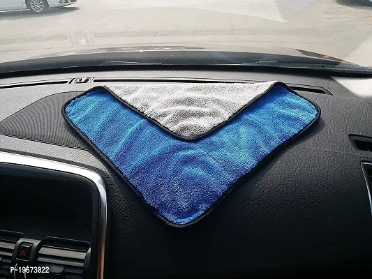 Auto Hub Heavy Microfiber Cloth for Car Cleaning and Detailing, Double Sided, Extra Thick Plush Microfiber Towel Lint-Free, 800 GSM (Size 40cm x 40cm)/Pack of 1, Color: Blue-thumb3