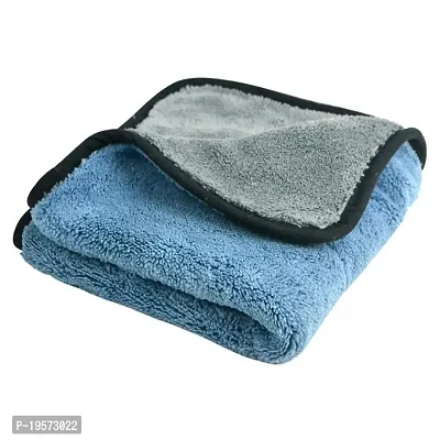 Auto Hub Heavy Microfiber Cloth for Car Cleaning and Detailing, Double Sided, Extra Thick Plush Microfiber Towel Lint-Free, 800 GSM (Size 40cm x 40cm)/Pack of 1, Color: Blue