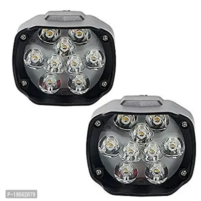 Auto Hub 9LED High Brightness Anti Fog Headlight with Switch - (Pack of 2, White-Yellow)-thumb3