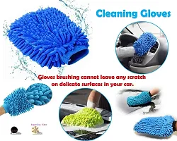 Auto Hub Microfiber Car Cleaning Cloth and Wash Mitt Kit - Includes Soft 600 GSM Microfiber Cloth for Car and Dual Sided Duster Microfiber Gloves Wash Mitt-thumb2