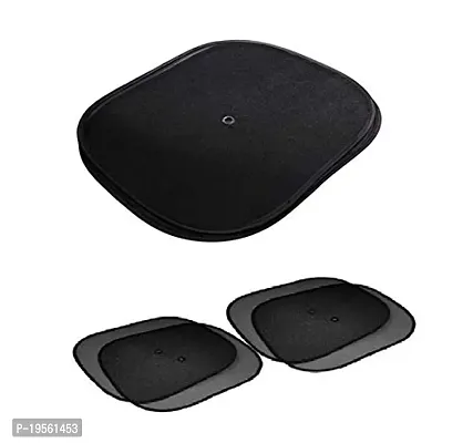 Auto Hub Tata Harrier Black Cotton Fabric Car Window Sunshades with Vacuum Cups (Set of 4)-thumb3