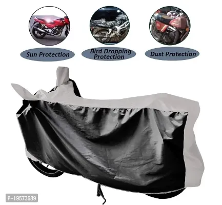 Auto Hub Mahindra Flyte Bike Cover Waterproof Original / Flyte Cover Waterproof / Flyte bike Cover / Bike Cover Flyte Waterproof / Flyte Body Cover / Bike Body Cover Flyte With Ultra Surface Body Protection (Black, Silver Look)-thumb3