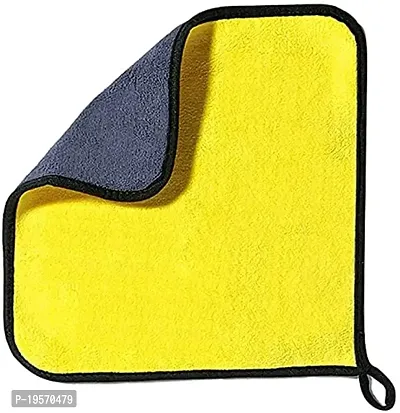 Auto Hub Heavy Microfiber Double Sided, Extra Thick Plush 800 GSM Lint-Free Towel (40cm x 40cm, multi color)-thumb0