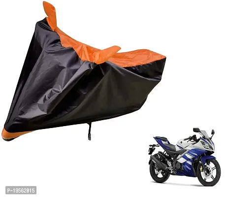 Auto Hub Yamaha R15 Bike Cover Waterproof Original / R15 Cover Waterproof / R15 bike Cover / Bike Cover R15 Waterproof / R15 Body Cover / Bike Body Cover R15 With Ultra Surface Body Protection (Black, Orange Look)