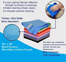 Auto Hub Microfiber Cleaning Cloths, 2 pcs 40x40 Cm 250GSM Multi-Color Highly Absorbent, Lint and Streak Free, Multi - Purpose Wash Cloth for Kitchen, Car, Window, Stainless Steel-thumb1