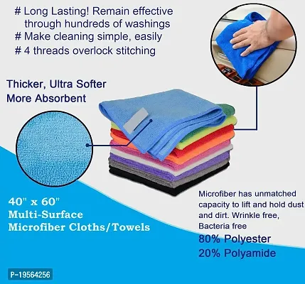 Auto Hub Microfiber Cleaning Cloths, 2 pcs 40x40 Cm 250GSM Multi-Color Highly Absorbent, Lint and Streak Free, Multi - Purpose Wash Cloth for Kitchen, Car, Window, Stainless Steel-thumb2