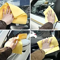 Auto Hub Leatherette Chamois Cloth for Cleaning Car  Bikes (Material: Chamois PVA, Pack of 4, Blue, Yellow, Green, Pink)-thumb3