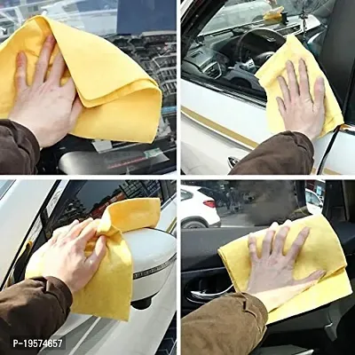 Auto Hub Leatherette Chamois Cloth for Cleaning Car  Bikes (Material: Chamois PVA, Pack of 4, Blue, Yellow, Green, Pink)-thumb4