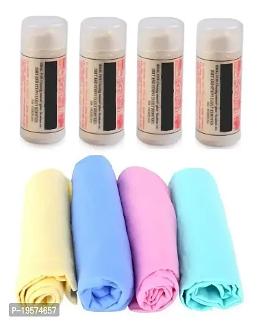 Auto Hub Leatherette Chamois Cloth for Cleaning Car  Bikes (Material: Chamois PVA, Pack of 4, Blue, Yellow, Green, Pink)