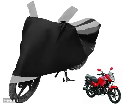 Auto Hub Hero Glamour Fi Bike Cover Waterproof Original / Glamour Fi Cover Waterproof / Glamour Fi bike Cover / Bike Cover Glamour Fi Waterproof / Glamour Fi Body Cover / Bike Body Cover Glamour Fi With Ultra Surface Body Protection (Black, Silver Look)-thumb0