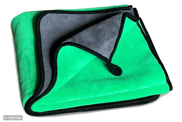 Auto Hub Heavy Microfiber Cloth for Car Cleaning and Detailing, Double Sided, Microfiber Towel for Car  Bike,Super Soft Car Wash Cloth, 600 GSM (Size 40cm x 40cm) Pack of 1, Color: Green-thumb0