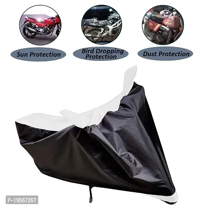 Auto Hub Waterproof Bike Body Cover Compatible with Hero CD Deluxe -(Fabric:-Polyester, Color:-Black-White)-thumb2