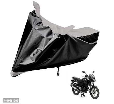 Auto Hub Bajaj Pulsar 150 Bike Cover Waterproof Original / Pulsar 150 Cover Waterproof / Pulsar 150 bike Cover / Bike Cover Pulsar 150 Waterproof / Pulsar 150 Body Cover / Bike Body Cover Pulsar 150 With Ultra Surface Body Protection (Black, Silver Look)-thumb0