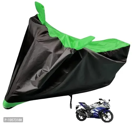 Auto Hub Yamaha R15 Bike Cover Waterproof Original / R15 Cover Waterproof / R15 bike Cover / Bike Cover R15 Waterproof / R15 Body Cover / Bike Body Cover R15 With Ultra Surface Body Protection (Black, Green Look)-thumb0