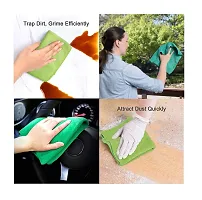 Auto Hub Microfiber Cleaning Cloths, 1 pcs 40x40 Cm 250GSM Green Highly Absorbent, Lint and Streak Free, Multi - Purpose Wash Cloth for Kitchen, Car, Window, Stainless Steel-thumb2