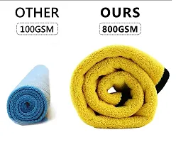 Auto Hub 800 GSM Microfiber Double Layered Cloth Extra Thick Plush, Lint Free Microfiber Towel for Home/Office/Kitchen/Car/Bike (40x40 cm, Pack of 1, Yellow)-thumb3