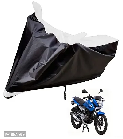 Auto Hub Bajaj XCD 125 Bike Cover Waterproof Original / XCD 125 Cover Waterproof / XCD 125 bike Cover / Bike Cover XCD 125 Waterproof / XCD 125 Body Cover / Bike Body Cover XCD 125 With Ultra Surface Body Protection (Black, White Look)-thumb0