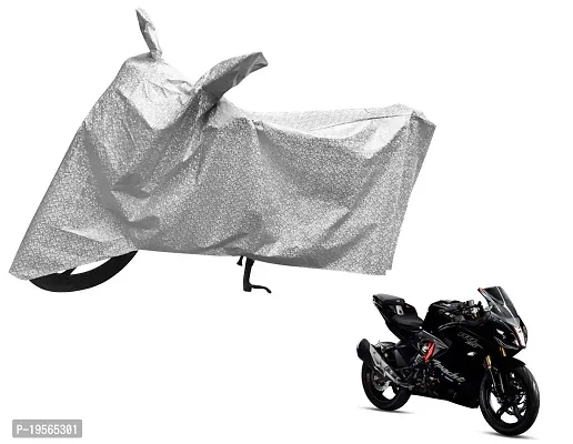 Auto Hub TVS Apache 310 Bike Cover Waterproof Original / Apache 310 Cover Waterproof / Apache 310 bike Cover / Bike Cover Apache 310 Waterproof / Apache 310 Body Cover / Bike Body Cover Apache 310 With Ultra Surface Body Protection (Checked Silver Look)