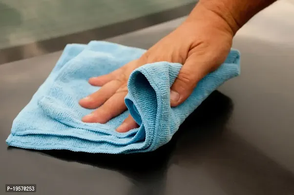 Auto Hub Microfiber Cleaning Cloths, 1 pcs 40x40 Cm 250GSM Blue Highly Absorbent, Lint and Streak Free, Multi - Purpose Wash Cloth for Kitchen, Car, Window, Stainless Steel