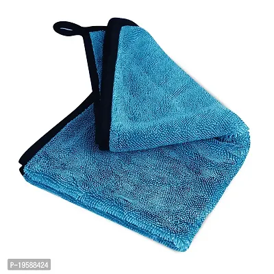 Auto Hub Heavy Microfiber Cloth for Car Cleaning and Detailing, Twiste Loop, Extra Thick Plush Microfiber Towel Lint-Free, 600 GSM (Size 60cm x 40cm)/Pack of 1, Color: Blue