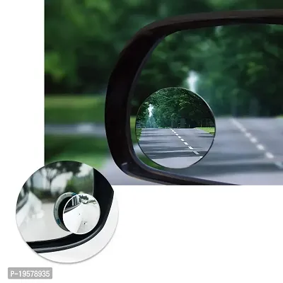 Auto Hub Adjustable Car Blind Spot Side Mirror for Car - Round Black-thumb2