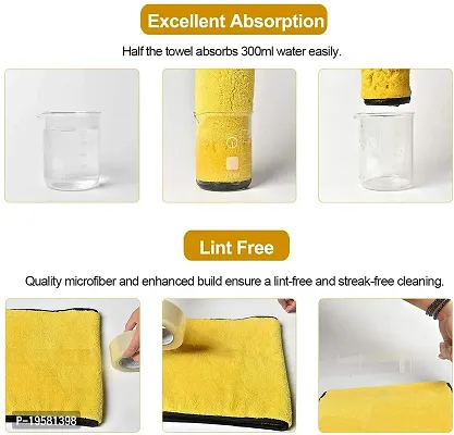 Euro Care Heavy Microfiber Cloth for Car Cleaning and Detailing, Double Sided, Extra Thick Plush Microfiber Towel Lint-Free, 800 GSM (Size 40cm x 40cm)/Pack of 1, Color: Yellow-thumb4