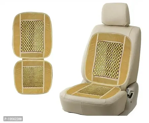 Auto hub Beige Car Wooden Seat Beads Pad - Accupresure Design-thumb2