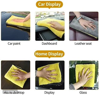 Auto Hub Heavy Microfiber Double Sided, Extra Thick Plush 800 GSM Lint-Free Towel (40cm x 40cm, multi color)-thumb4