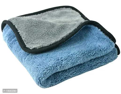 Auto Hub 800 GSM Microfiber Double Layered Cloth Extra Thick Plush, Lint Free Microfiber Towel for Home/Office/Kitchen/Car/Bike (40x40 cm, Pack of 1, Blue)