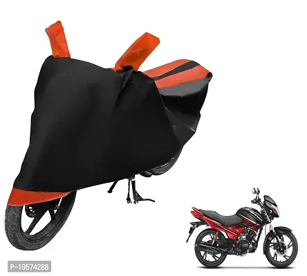 Auto Hub Hero Glamour Bike Cover Waterproof Original / Glamour Cover Waterproof / Glamour bike Cover / Bike Cover Glamour Waterproof / Glamour Body Cover / Bike Body Cover Glamour With Ultra Surface Body Protection (Black, Orange Look)-thumb0