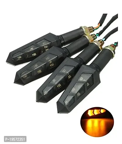 Auto Hub LED Bike Indicator For Universal For Bike - Pack of 4, Material: Plastic, Black-thumb2