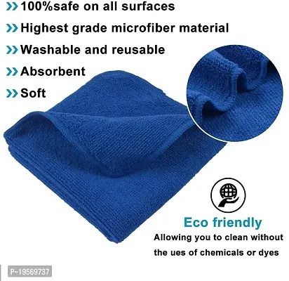 Auto Hub Microfiber Cleaning Cloths, 1 pcs 40x40 Cm 250GSM Blue Highly Absorbent, Lint and Streak Free, Multi - Purpose Wash Cloth for Kitchen, Car, Window, Stainless Steel-thumb3