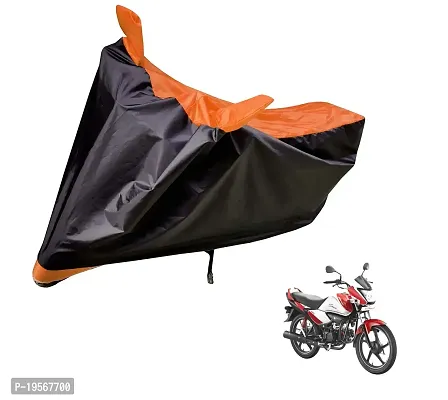 Auto Hub Hero Splendor i Bike Cover Waterproof Original / Splendor i Cover Waterproof / Splendor i bike Cover / Bike Cover Splendor i Waterproof / Splendor i Body Cover / Bike Body Cover Splendor i With Ultra Surface Body Protection (Black, Orange Look)-thumb0