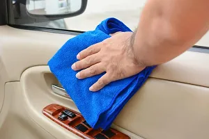 Auto Hub Microfiber Cleaning Cloths, 1 pcs 40x40 Cm 250GSM Blue Highly Absorbent, Lint and Streak Free, Multi - Purpose Wash Cloth for Kitchen, Car, Window, Stainless Steel-thumb4