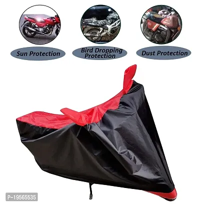 Auto Hub Waterproof Bike Body Cover Compatible with TVS Star City Plus -(Fabric:-Polyester, Color:-Black/Red)-thumb2