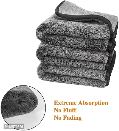 Auto Hub Heavy Microfiber Cloth for Car Cleaning and Detailing, Double Sided, Extra Thick Plush Microfiber Towel Lint-Free, 800 GSM (Size 40cm x 40cm)/Pack of 1, Color:- Grey-thumb5