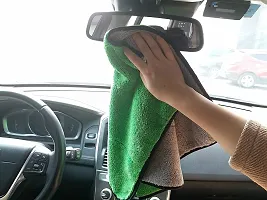 Auto Hub Heavy Microfiber Cloth for Car Cleaning and Detailing, Double Sided, Extra Thick Plush Microfiber Towel Lint-Free, 800 GSM (Size 40cm x 40cm)/Pack of 1, Color: Green-thumb2