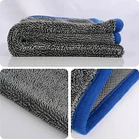 Auto Hub Heavy Microfiber Cloth for Car Cleaning and Detailing, Twiste Loop, Extra Thick Plush Microfiber Towel Lint-Free, 600 GSM (Size 60cm x 40cm)/Pack of 1, Color: Blue-thumb2