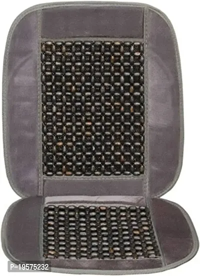 Auto Hub Velvet Car Seat Cover Wooden Beads Cushion Pad - Grey-thumb2