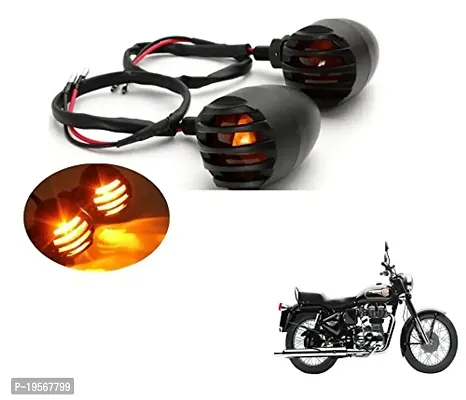 Auto Hub Metallic Bike Indicator Lamp for Royal Enfield Bullet 350 - Pack of Two, LED