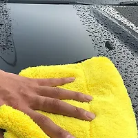 Auto Hub Heavy Microfiber Cloth for Car Cleaning and Detailing, Double Sided, Microfiber Towel for Car  Bike,Super Soft Car Wash Cloth, 600 GSM (Size 40cm x 40cm) Pack of 1, Color: Yellow-thumb3