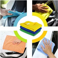 Auto Hub Microfiber Cleaning Cloths, 8 pcs 40x40 Cm 250GSM Multi-Color Highly Absorbent, Lint and Streak Free, Multi - Purpose Wash Cloth for Kitchen, Car, Window, Stainless Steel-thumb2