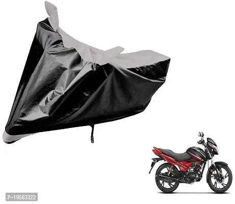 Auto Hub Hero Glamour Bike Cover Waterproof Original / Glamour Cover Waterproof / Glamour bike Cover / Bike Cover Glamour Waterproof / Glamour Body Cover / Bike Body Cover Glamour With Ultra Surface Body Protection (Black, Silver Look)-thumb0