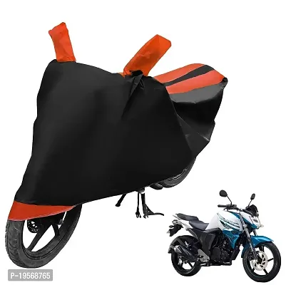 Auto Hub Yamaha FZ S Bike Cover Waterproof Original / FZ S Cover Waterproof / FZ S bike Cover / Bike Cover FZ S Waterproof / FZ S Body Cover / Bike Body Cover FZ S With Ultra Surface Body Protection (Black, Orange Look)-thumb0