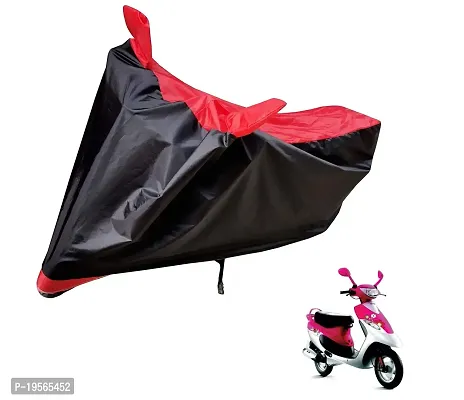 Auto Hub Water Resistant Bike Body Cover for TVS Scooty Pep Plus - Black/Red