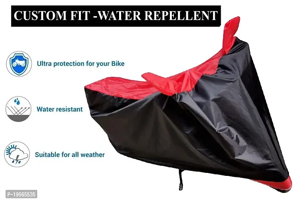 Auto Hub Waterproof Bike Body Cover Compatible with TVS Star City Plus -(Fabric:-Polyester, Color:-Black/Red)-thumb4