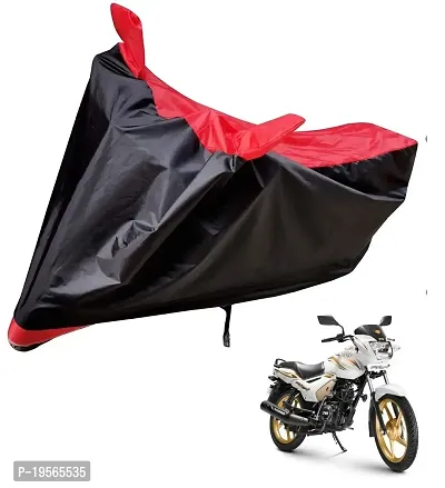 Auto Hub Waterproof Bike Body Cover Compatible with TVS Star City Plus -(Fabric:-Polyester, Color:-Black/Red)-thumb0