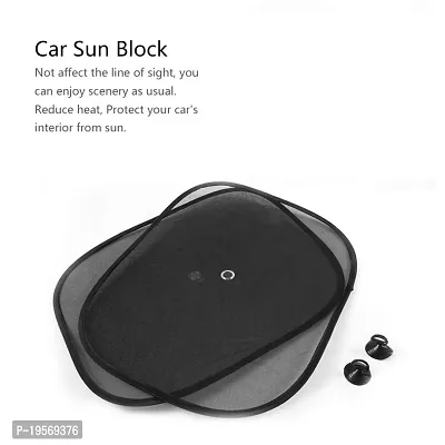 Auto Hub Nisan Sunny Black Cotton Fabric Car Window Sunshades with Vacuum Cups (Set of 4)-thumb4